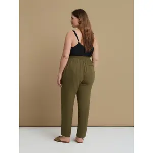 Women's Tapered Crepe Trousers Mat Fashion image-2