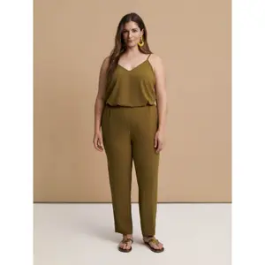 Women's Tapered Crepe Trousers Mat Fashion image-1