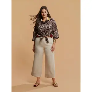 Textured Wide-Leg Trousers for Women Mat Fashion Lurex image-1