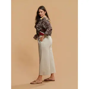 Textured Wide-Leg Trousers for Women Mat Fashion Lurex image-3
