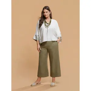 Textured Wide-Leg Trousers for Women Mat Fashion Lurex image-1