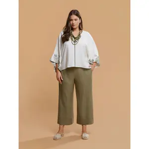 Textured Wide-Leg Trousers for Women Mat Fashion Lurex image-2