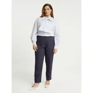 Women's Pinstripe Slim Fit Trousers Mat Fashion image-1