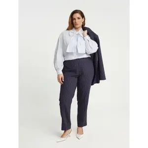 Women's Pinstripe Slim Fit Trousers Mat Fashion image-2