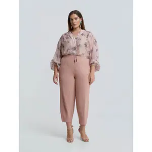 Women's Elastic Waist Bootcut Trousers Mat Fashion image-1