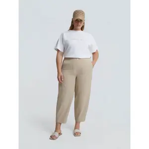 Women's Elasticated Back Barrel Trousers Mat Fashion image-1
