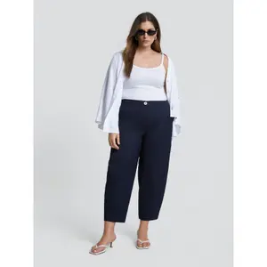 Women's Elasticated Back Barrel Trousers Mat Fashion image-1