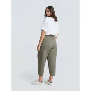 Women's Elasticated Carrot Trousers Mat Fashion image-3