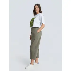 Women's Elasticated Carrot Trousers Mat Fashion image-4