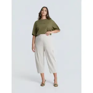 Women's Elasticated Carrot Trousers Mat Fashion image-1