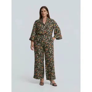 Women’s Floral Print Trousers Mat Fashion Wide Leg image-1