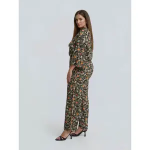 Women’s Floral Print Trousers Mat Fashion Wide Leg image-3
