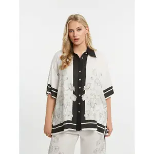 Chemise imprimé floral en satin femme Mat Fashion image-1