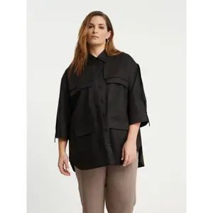 Chemise en popeline à poches plaquées femme Mat Fashion image-1