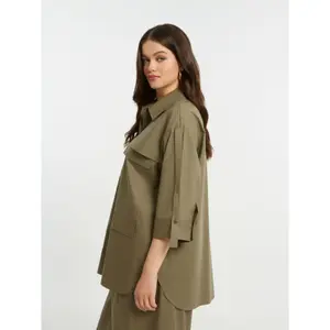 Chemise en popeline à poches plaquées femme Mat Fashion image-3