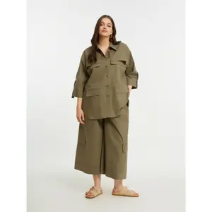 Chemise en popeline à poches plaquées femme Mat Fashion image-4