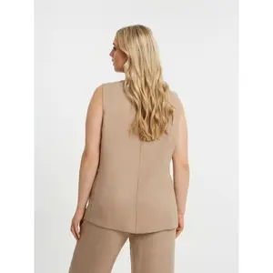 Linen Blend Maze Embroidered Gilet Women's Mat Fashion image-2