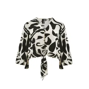Printed Viscose Blouse Women Mat Fashion image-0