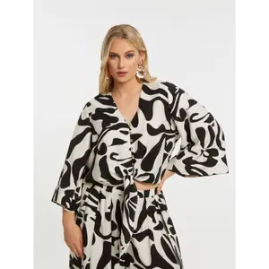Printed Viscose Blouse Women Mat Fashion image-1