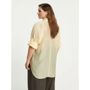 Long Lyocell Blouse with Ties at Sleeves Women Mat Fashion image-3