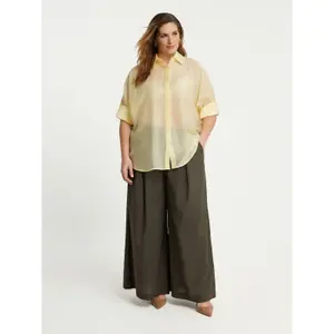 Long Lyocell Blouse with Ties at Sleeves Women Mat Fashion image-2