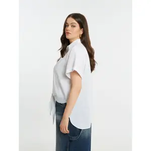 Women’s Poplin Shirt with Patch Pockets Mat Fashion image-4