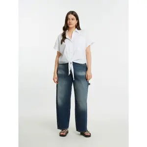 Women’s Poplin Shirt with Patch Pockets Mat Fashion image-2