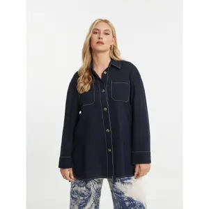 Chemise manches longues en viscose et lin femme Mat Fashion image-1