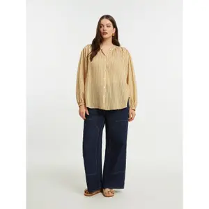 Striped Long Sleeve Mandarin Collar Shirt Women Mat Fashion image-2
