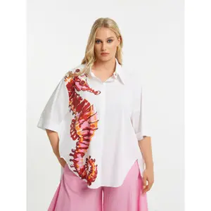 Chemise en popeline femme Mat Fashion Seahorse Print image-1