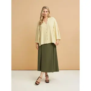 Women's V-Neck Crepe Blouse Mat Fashion Airwashed image-1