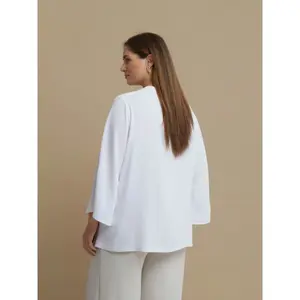 Women's V-Neck Crepe Blouse Mat Fashion Airwashed image-3