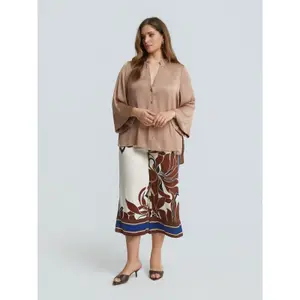 Women's long sleeve satin shirt Mat Fashion image-2