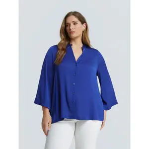 Women's long sleeve satin shirt Mat Fashion image-1
