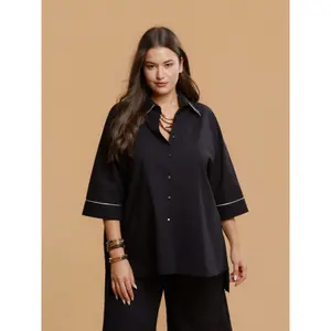 Chemise manches longues motif brodé au dos femme Mat Fashion image-2