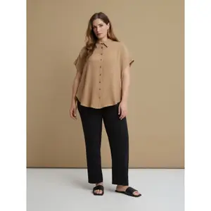Round Hem Crepe Blouse Women Mat Fashion image-1