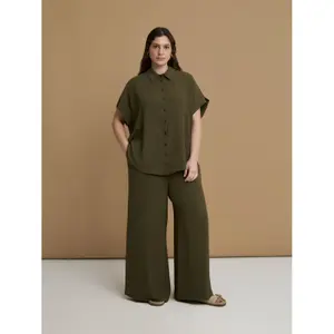Round Hem Crepe Blouse Women Mat Fashion image-2