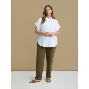 Round Hem Crepe Blouse Women Mat Fashion image-1