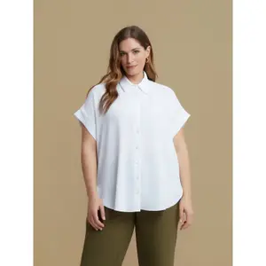 Round Hem Crepe Blouse Women Mat Fashion image-2