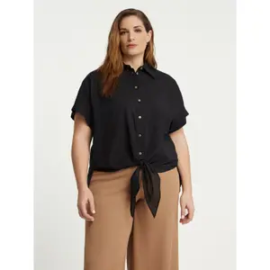 Camisa de popelina de algodón con bolsillos para mujer Mat Fashion image-1