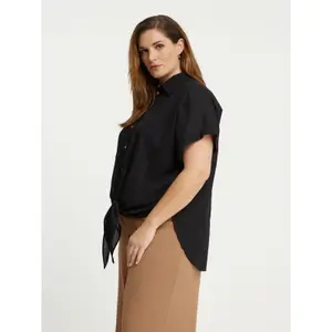 Camisa de popelina de algodón con bolsillos para mujer Mat Fashion image-4