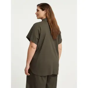 Camisa de popelina de algodón con bolsillos para mujer Mat Fashion image-3