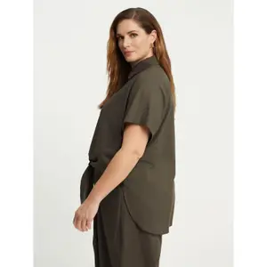 Camisa de popelina de algodón con bolsillos para mujer Mat Fashion image-4