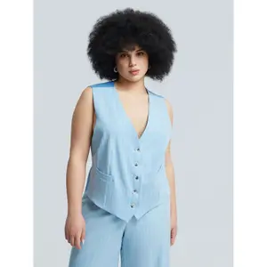Tailored Pinstripe Suit Waistcoat for Women Mat Fashion image-1
