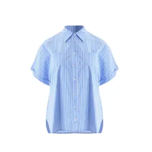 Striped Poplin Shirt Women Mat Fashion image-0