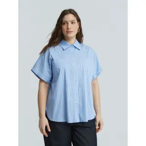 Striped Poplin Shirt Women Mat Fashion image-1