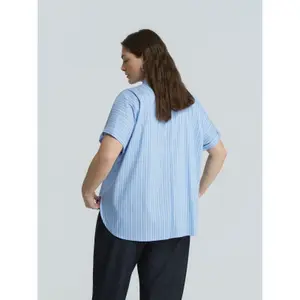 Striped Poplin Shirt Women Mat Fashion image-3