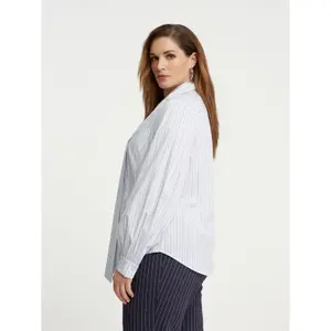Striped Bow Tie Blouse Women's Mat Fashion image-4
