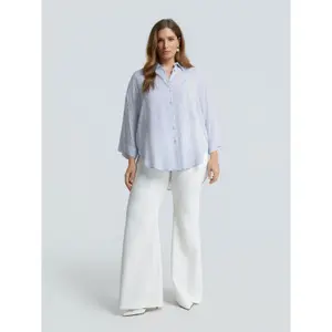 Women's Striped Viscose Shirt Mat Fashion image-2