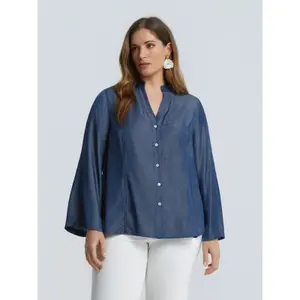 Women's Long Sleeve V-Neck Shirt Mat Fashion image-1